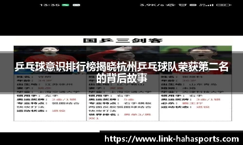 乒乓球意识排行榜揭晓杭州乒乓球队荣获第二名的背后故事