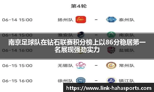 南京足球队在钻石联赛积分榜上以86分稳居第一名展现强劲实力